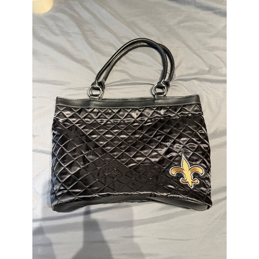Pro-FAN-ity Littlearth New Orleans Saints Quilted Black Tote Bag Purse
